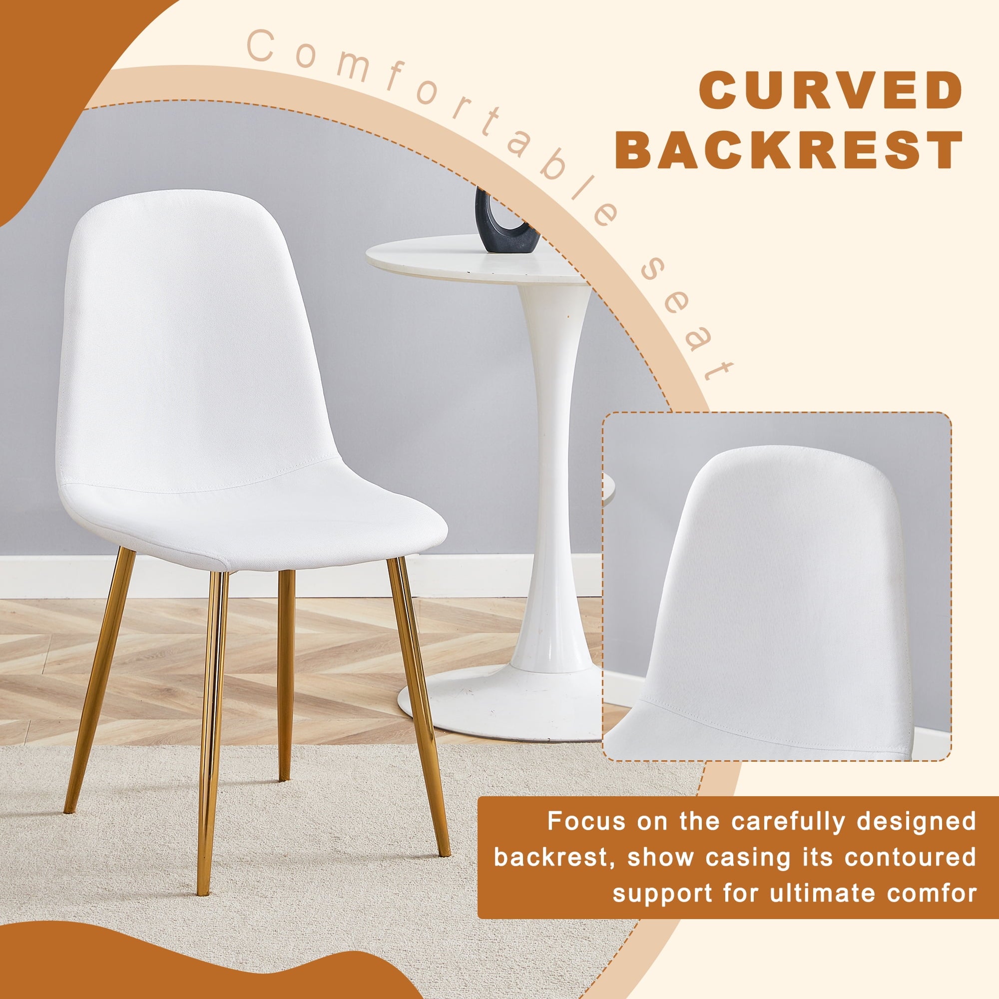 LUFTUT 36.6 Round Glass Dining Table, Modern Gold Base Kitchen Table, Small Space Bistro Table, Clear Tempered Glass Top for Apartmen