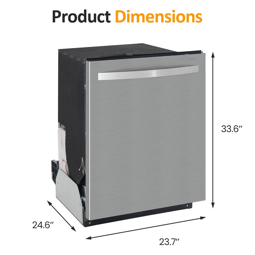 Sunvivi 24 Stainless Steel Built-in Dishwasher, 14-16 Place Settings Dishwasher Machine, 8 Wash Programs, Energy Star, Sliver