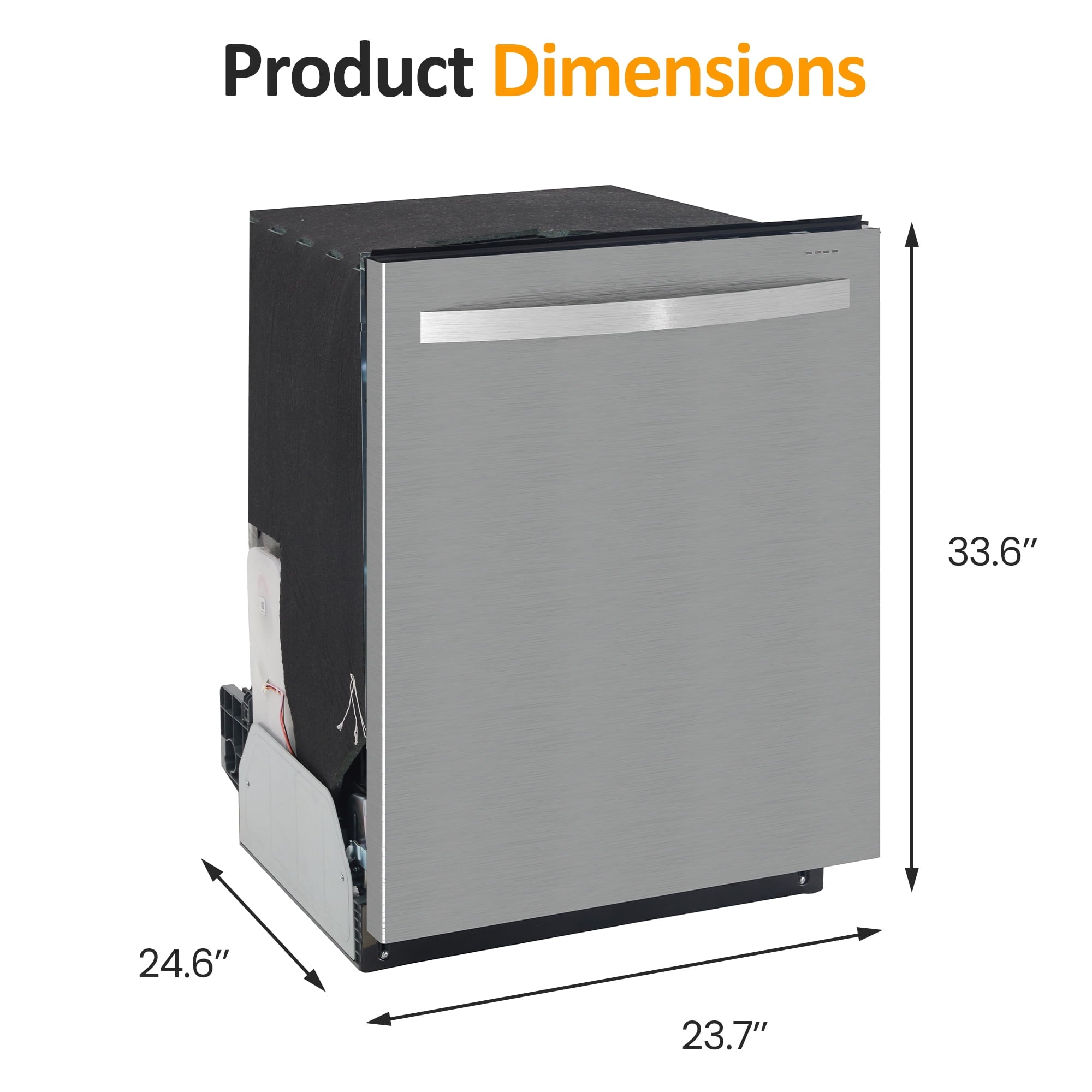 Sunvivi 24 Stainless Steel Built-in Dishwasher, 14-16 Place Settings Dishwasher Machine, 8 Wash Programs, Energy Star, Sliver
