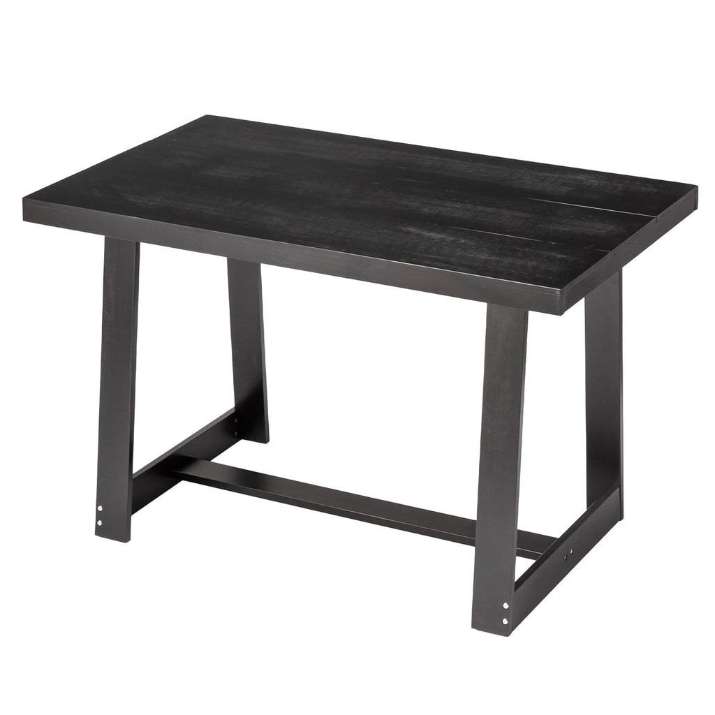 Ktaxon Pine Wood Dining Table for 4, 47.3 Rectangle 4-Person Indoor Farmhouse Kitchen Table Solid Wood Dinner Breakfast Table for Small Space, Apartment Friendly, Black