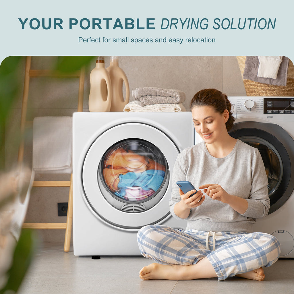 Simzlife 1.6 Cu. ft. Portable Clothes Dryer, Electric Compact Dryer Machine, 19.5 in W, 23.6 in H