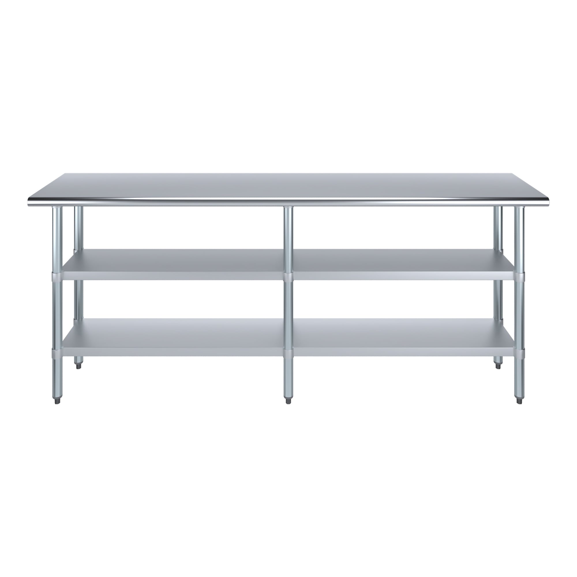 AmGood 60 Long x 30 Deep Stainless Steel Work Table with 2 Shelves and wheels | Commercial & Residential NSF Utility Table | Metal Food Prep Station