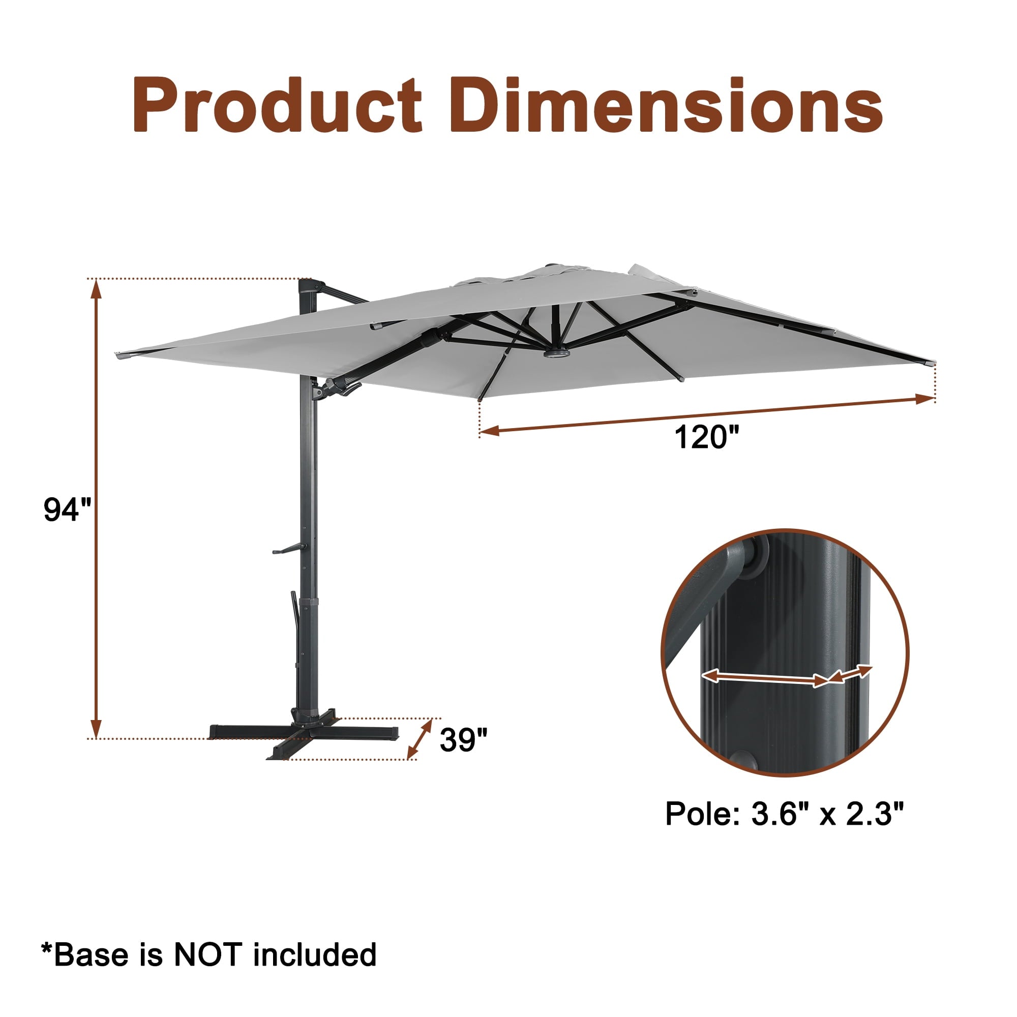 Mondawe 10x10ft Patio Umbrella Outdoor Square Large Cantilever Windproof Offset and Heavy Duty Sun Umbrella for Garden Deck Pool, Red