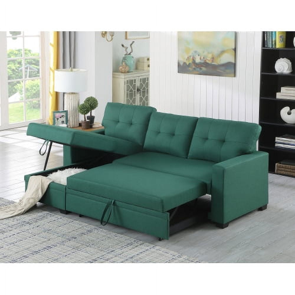 BSHTI L-Shaped Pull-Out Sleeper Sofa Bed with Storage Chaise, 3-Seater Convertible Corduroy Sectional Couch, Solid Wood & Iron Frame, Black