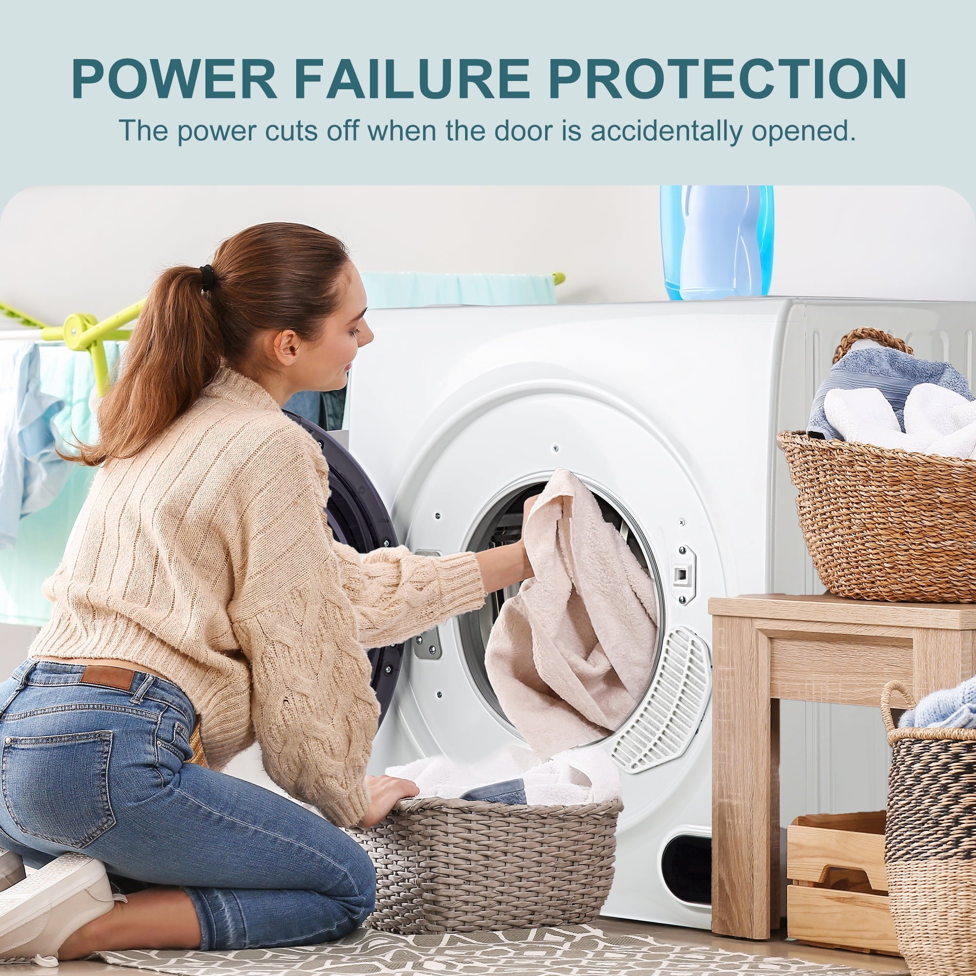 Simzlife 1.6 Cu. ft. Portable Clothes Dryer, Electric Compact Dryer Machine, 19.5 in W, 23.6 in H