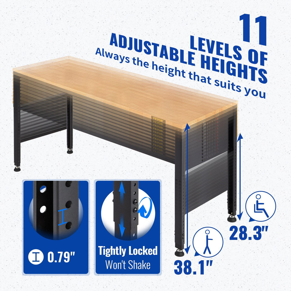 dokea Adjustable Height Workbench - 48 L, 2000 lbs Capacity