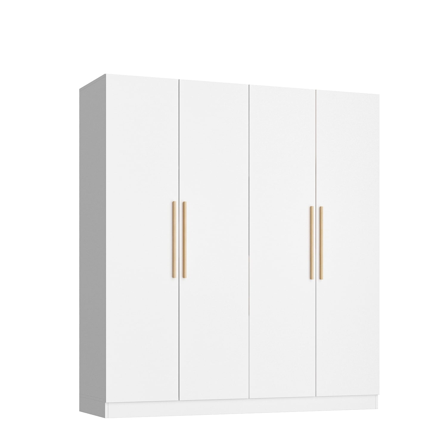 KULAGAGA  Large Wardrobe Closet, 4-Door Armoire Storage Cabinet with Hanging Rods and Shelves for Bedroom, White