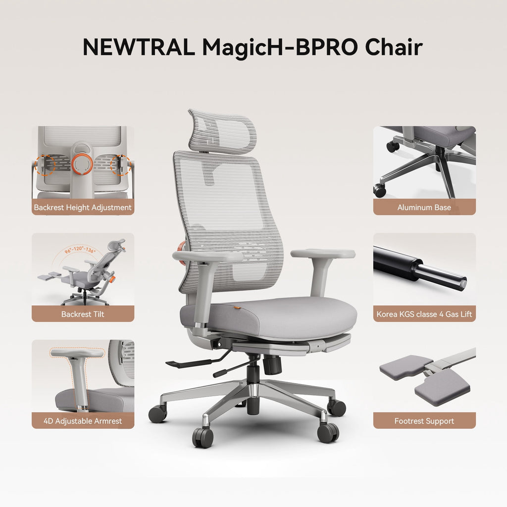 Newtral MagicH-PRO Ergonomic Chair with Laptop Tray for Home Office & Gaming