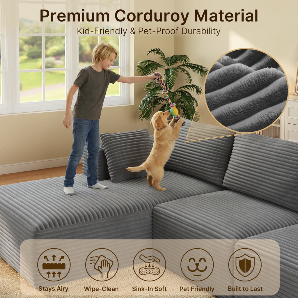 Comfortable Sofa Couch, Lofka L Shaped Foam Couch for Office, Living Room, Green