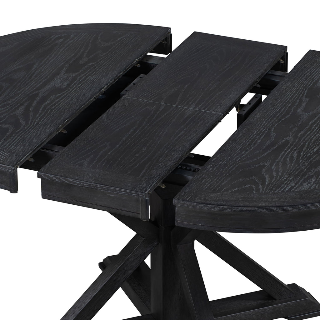 Harper & Bright Designs Extendable Dining Table Set for 4 Upholstered Chairs Functional Retro Style Table for Dining Room Kitchen, Natural Wood Wash