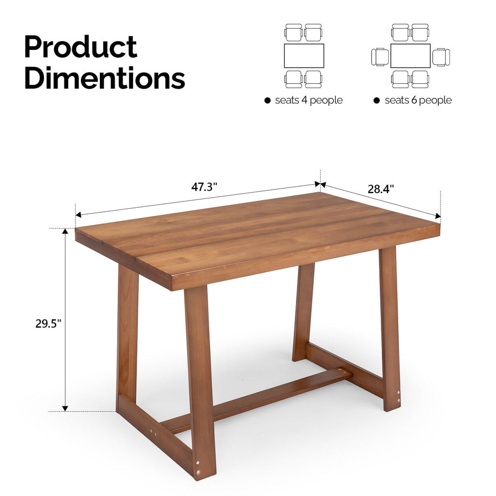Ktaxon Pine Wood Dining Table for 4, 47.3 Rectangle 4-Person Indoor Farmhouse Kitchen Table Solid Wood Dinner Breakfast Table for Small Space, Apartment Friendly, Black