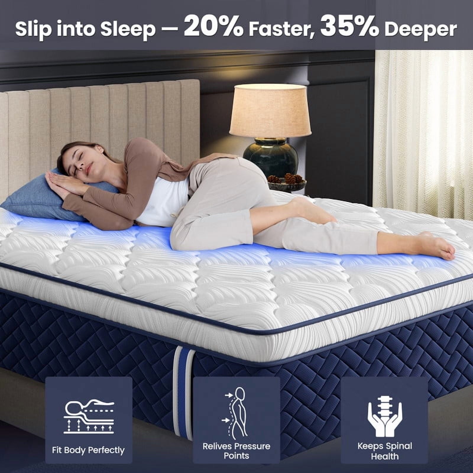 Bedstory Firm Queen Hybrid Mattress 10, Euro Top, Extra Back & Hip Support, CertiPUR-US Certified, 365-Night Trial
