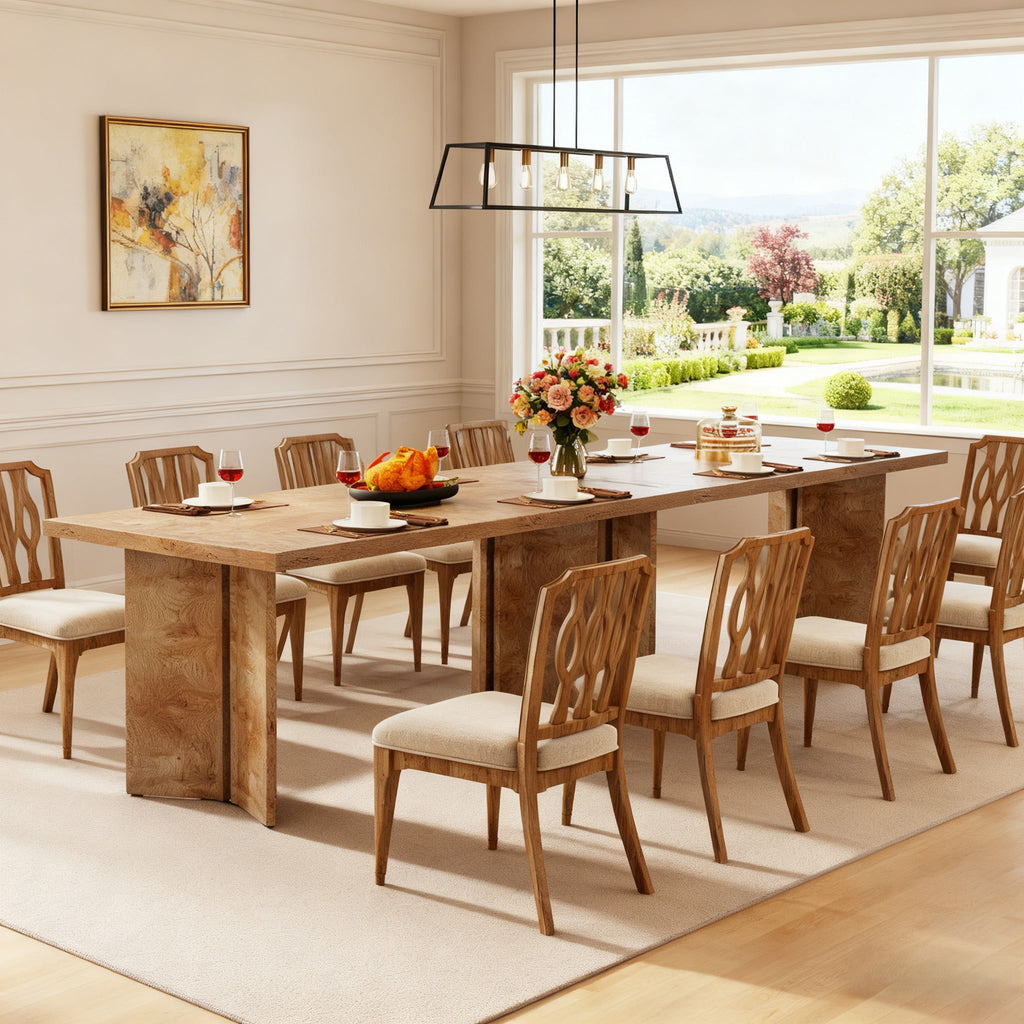 Fnova 63 Rectangular Modern Dining Table, Wooden Modern Kitchen Table for 6 People for Dining Room, Warm Brown (Chairs Not Included)