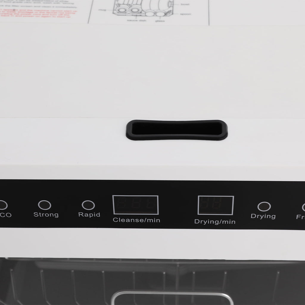 FOGGBET Countertop Dishwasher 800W White Compact Dishwashers with 4 Washing Programs, 360-Degree Spraying Wash Kitchen Mini Dishwasher with Air-Dry Function White
