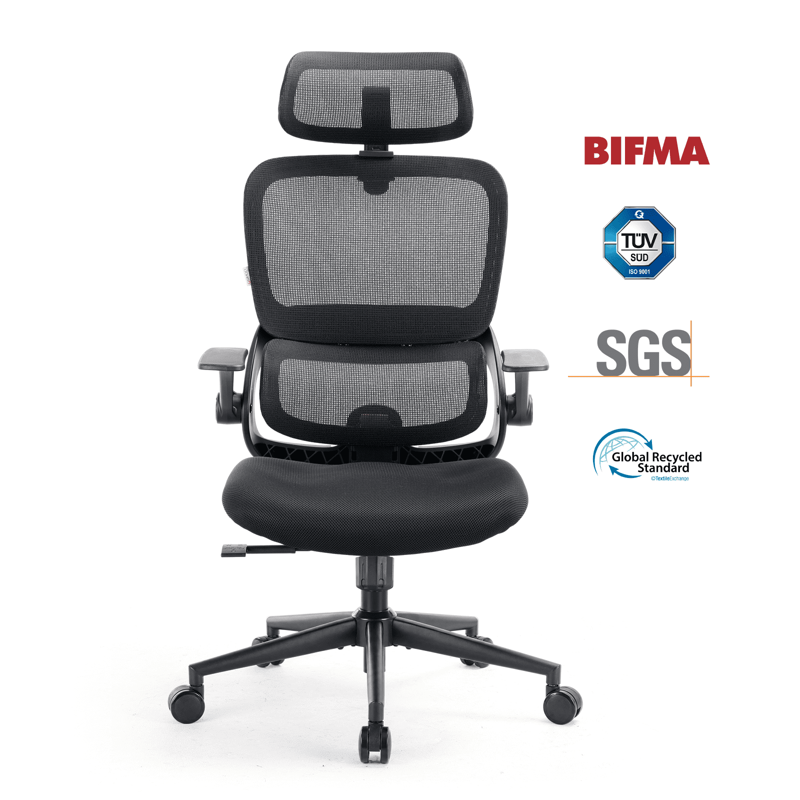 SIHOO B100 Se Office Chair, Executive Chair with Cotton Seat, Dual-Back Ergonomic Chair, 2D Adjustable Headrest & Flip Link Armrest, Comfort Mesh Chair for Home Office & Gaming, 265lbs, Gray