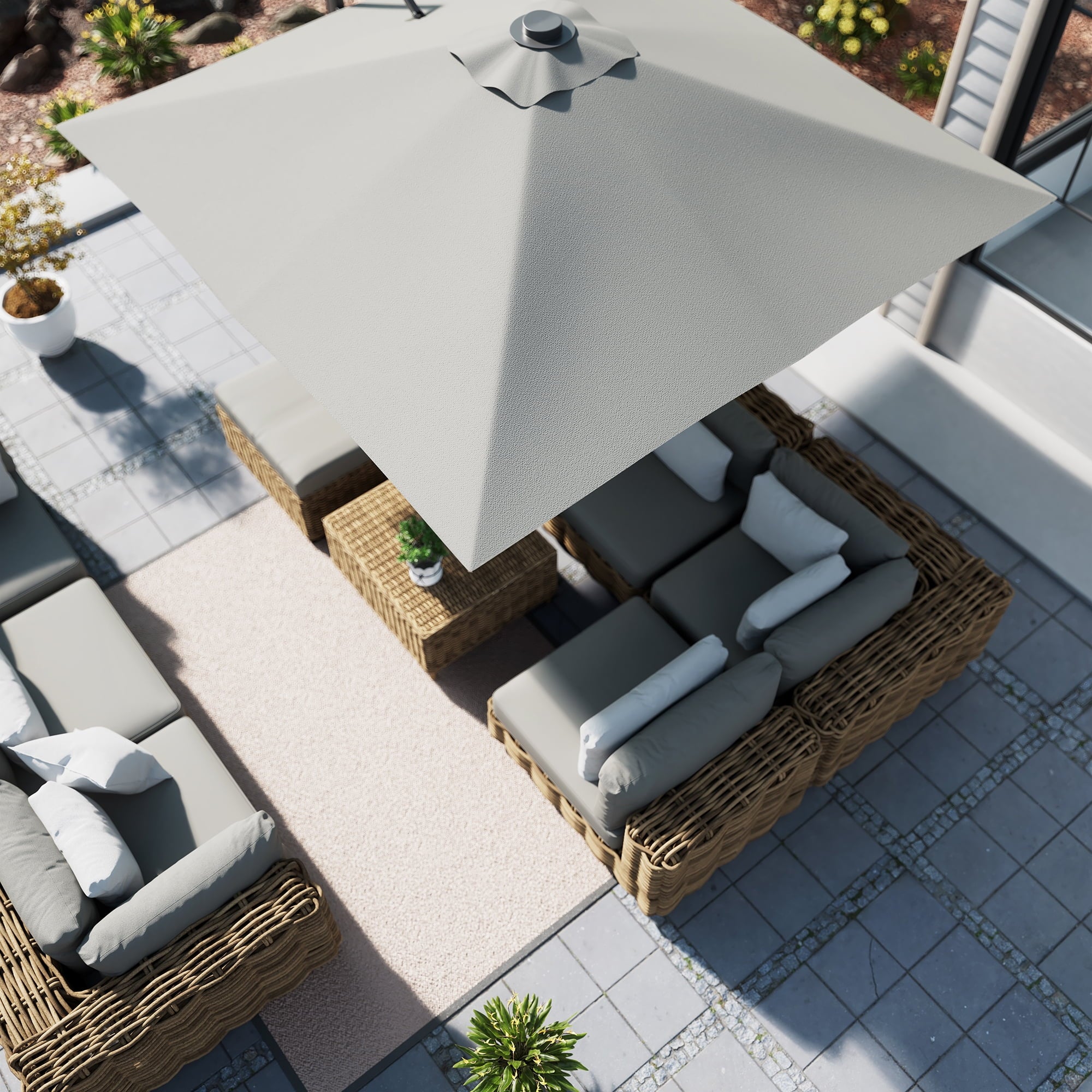 Mondawe 10x10ft Patio Umbrella Outdoor Square Large Cantilever Windproof Offset and Heavy Duty Sun Umbrella for Garden Deck Pool, Red