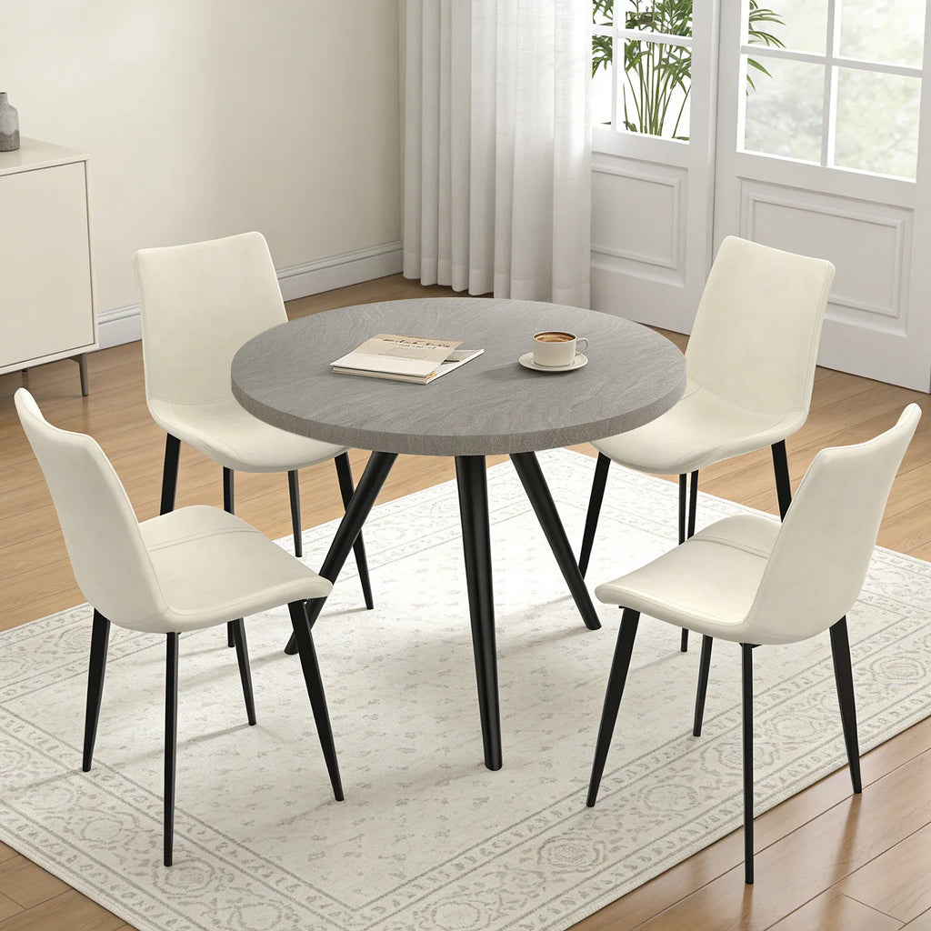34.8 Round Dining Table for 4 People, Modern Circle Kitchen Table with Metal Legs for Kitchen, Dining Room, Apartment,Gray