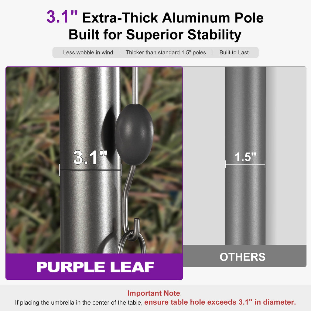 PURPLE LEAF OUTDOOR 16 x 16 FT Extra Large Rectangle Patio Market Table Sun Umbrella Heavy-Duty with Semi-Auto Open Maximum Coverage for Restaurant Hotel Resort Cafe Poolside Beige