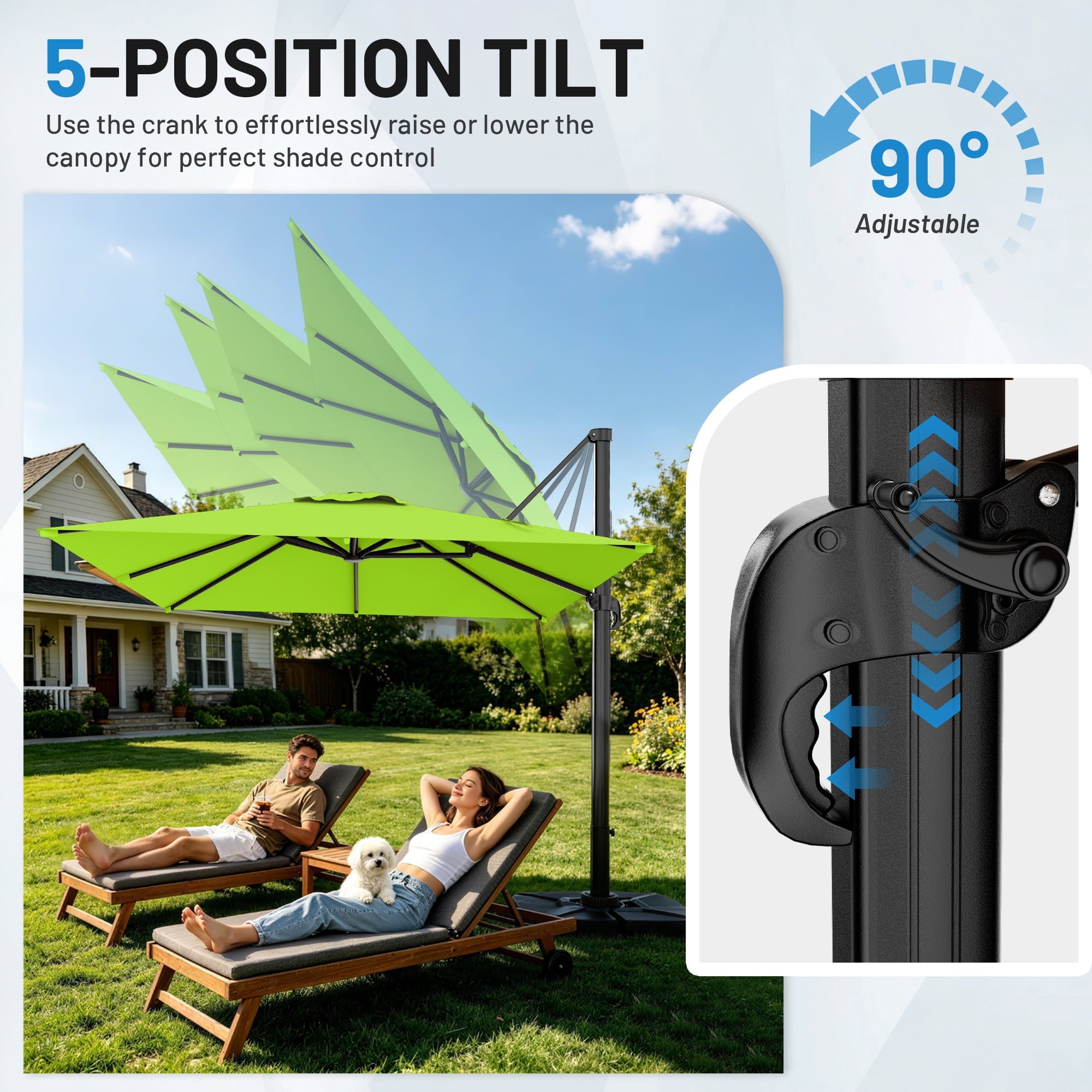 Easthome 10 × 10FT Square Cantilever Patio Umbrella, 360° Rotating Offset Umbrella with Crank, 8 ribs, Outdoor Hanging Roman Umbrella for Garden Deck Backyard, Red