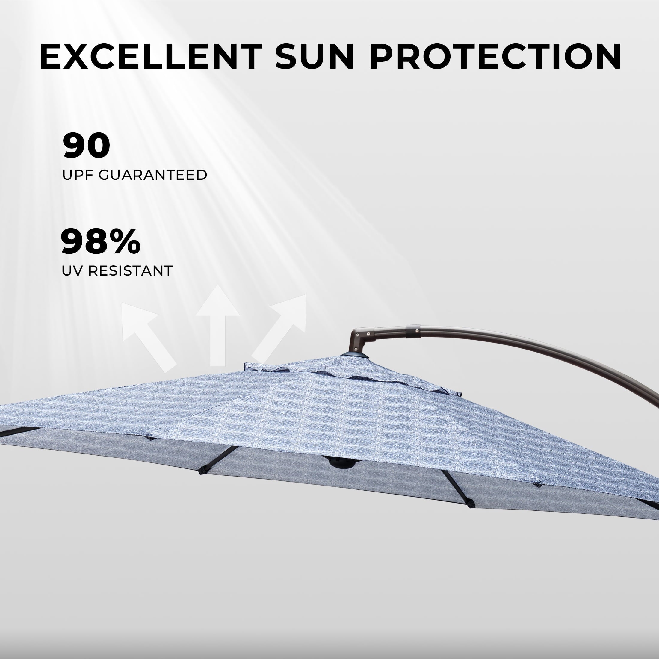 GRANDPATIO 12 Ft Outdoor Umbrella with Base, Large Aluminum Cantilever Offset Umbrella for Patio Pool, Black & White