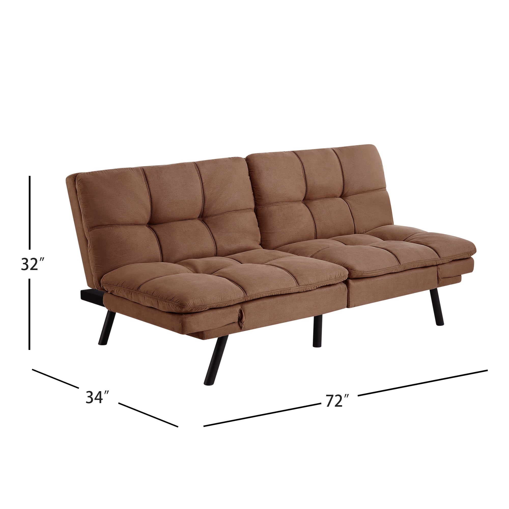 Mainstays 72 Memory Foam Futon Sofa Bed,Black