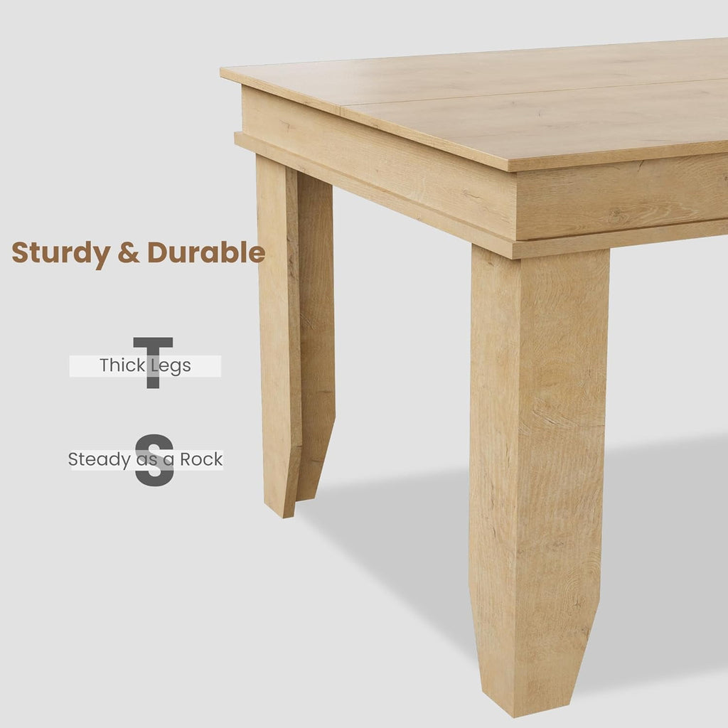 Farmhouse Dining Table for 6-8 People, Versatile Modern Wooden Dinner Table Kitchen Table for Dining Room Conference Room
