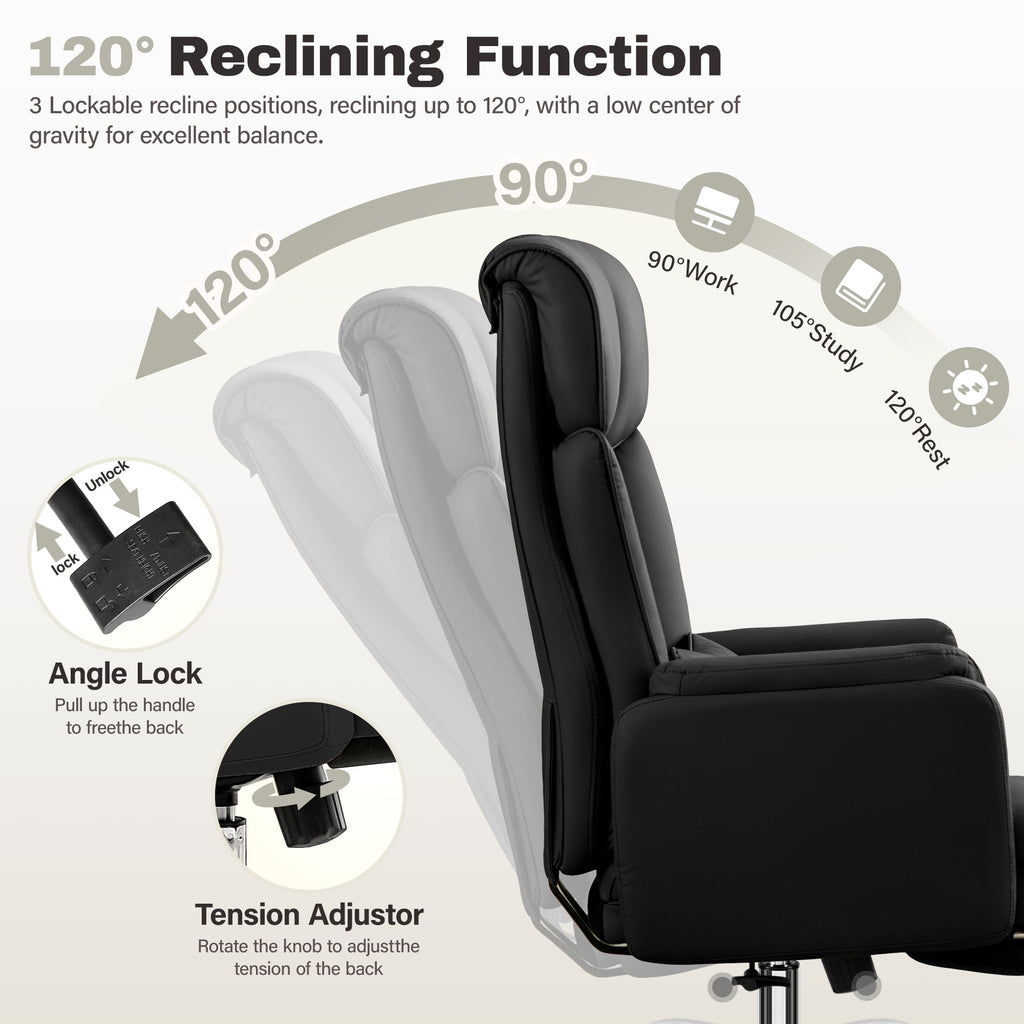 Primy Cross Legged Office Chair with Footrest & Convertible Armrests, 500LBS Capacity Home Desk Chair, Ergonomic Recliner with Lumbar Pillow, Criss Cross Design, Big and Tall Executive Chair
