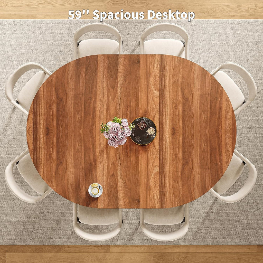 Laisnet 59 Extendable Wooden Dining Table for 8, Modern Kitchen Table with Hidden Storage, Black