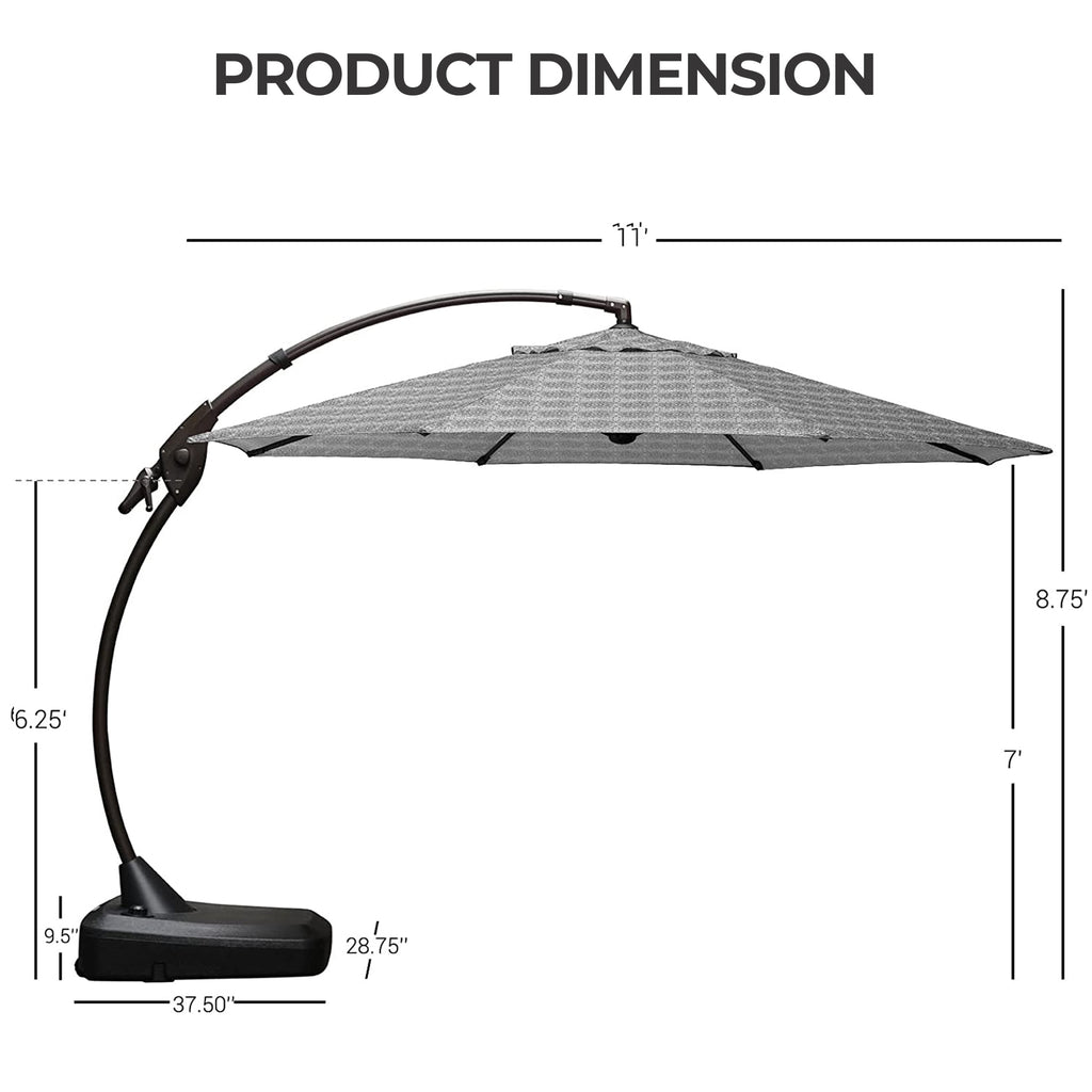 GRANDPATIO 12 ft Deluxe Aluminium Patio Umbrella with Base, Large Offset Outdoor Umbrella, Navy Blue