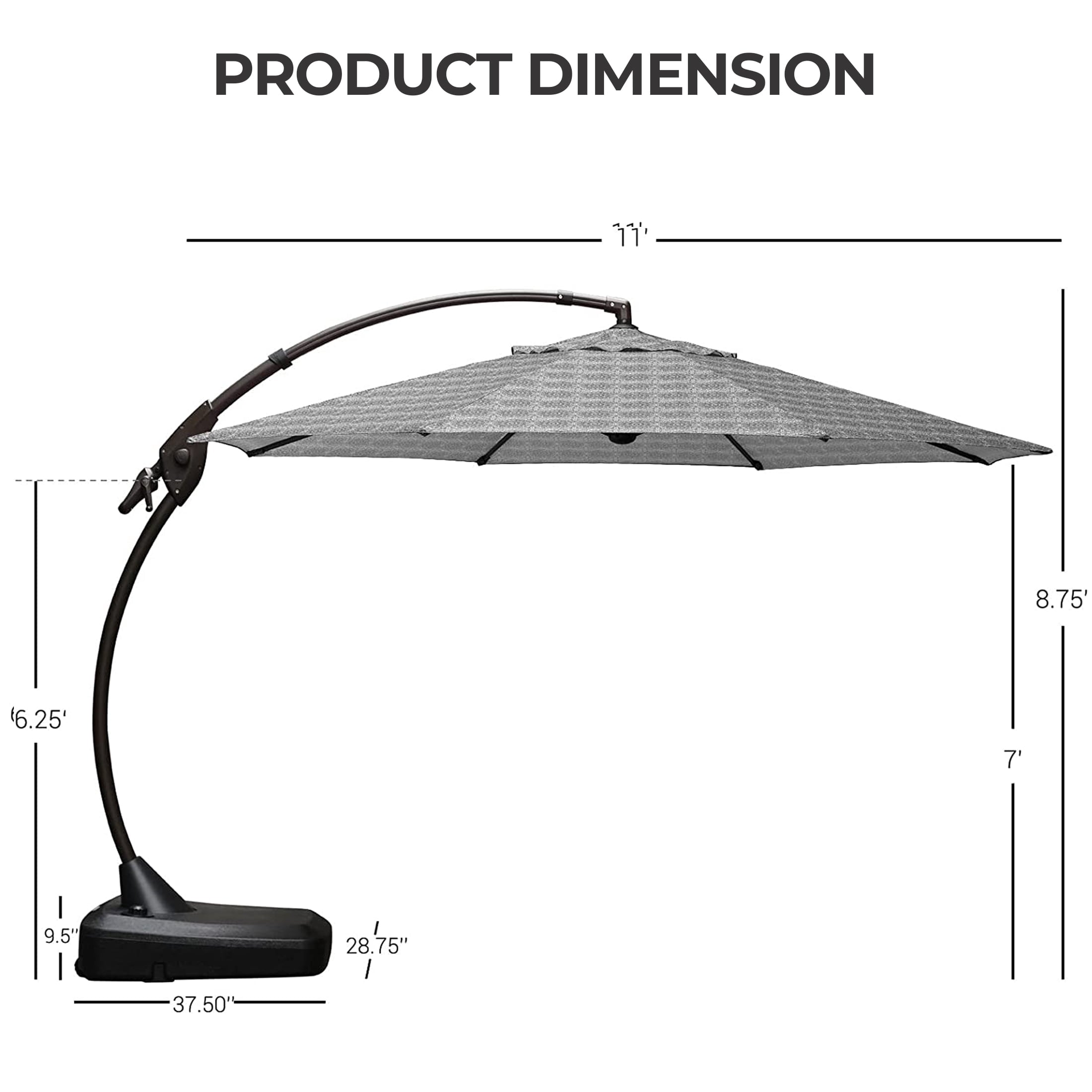 GRANDPATIO 12 ft Deluxe Aluminium Patio Umbrella with Base, Large Offset Outdoor Umbrella, Navy Blue