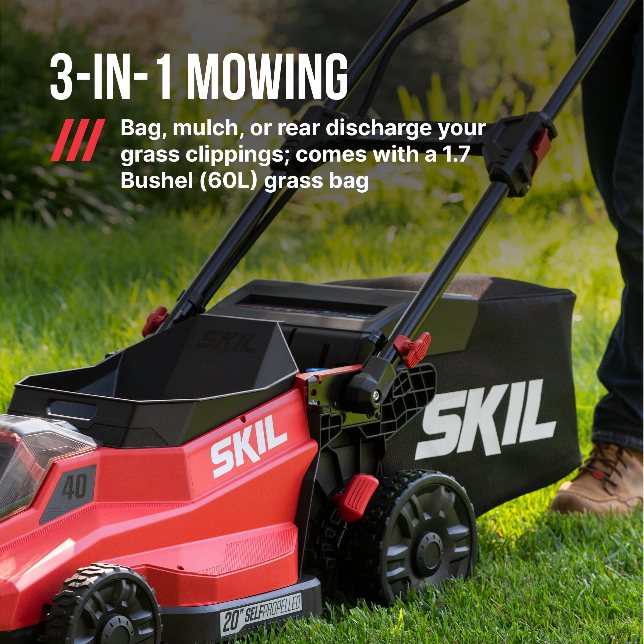 SKIL PWR CORE 40V Brushless 20-Inch Self-Propelled Mower Kit with Smart Caddy, 7.5Ah Battery and 150W Charger, SM2010C-16
