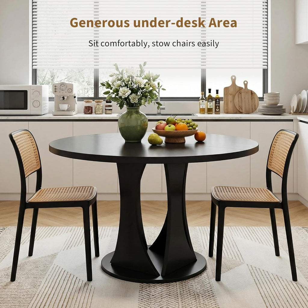 Virans 43.3-59 Extendable Round Dining Table for 6-8,Kitchen Table with MDF,Modern Dinner Table for Dining Rooms,Living Rooms,Walnut