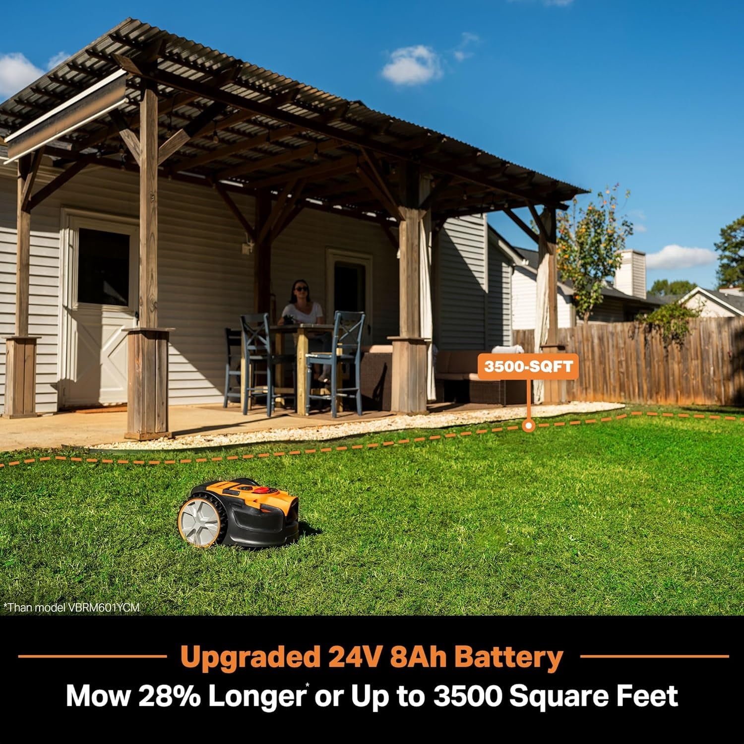 Newly Upgraded LawnMaster OcuMow™ VBRM601YCM MAX Perimeter Wire Free Robot Lawn Mower Cuts Small Lawns 2000-3500 Square Feet with Optical Navigation, Obstacle Avoidance, Low Noise and No Go Function