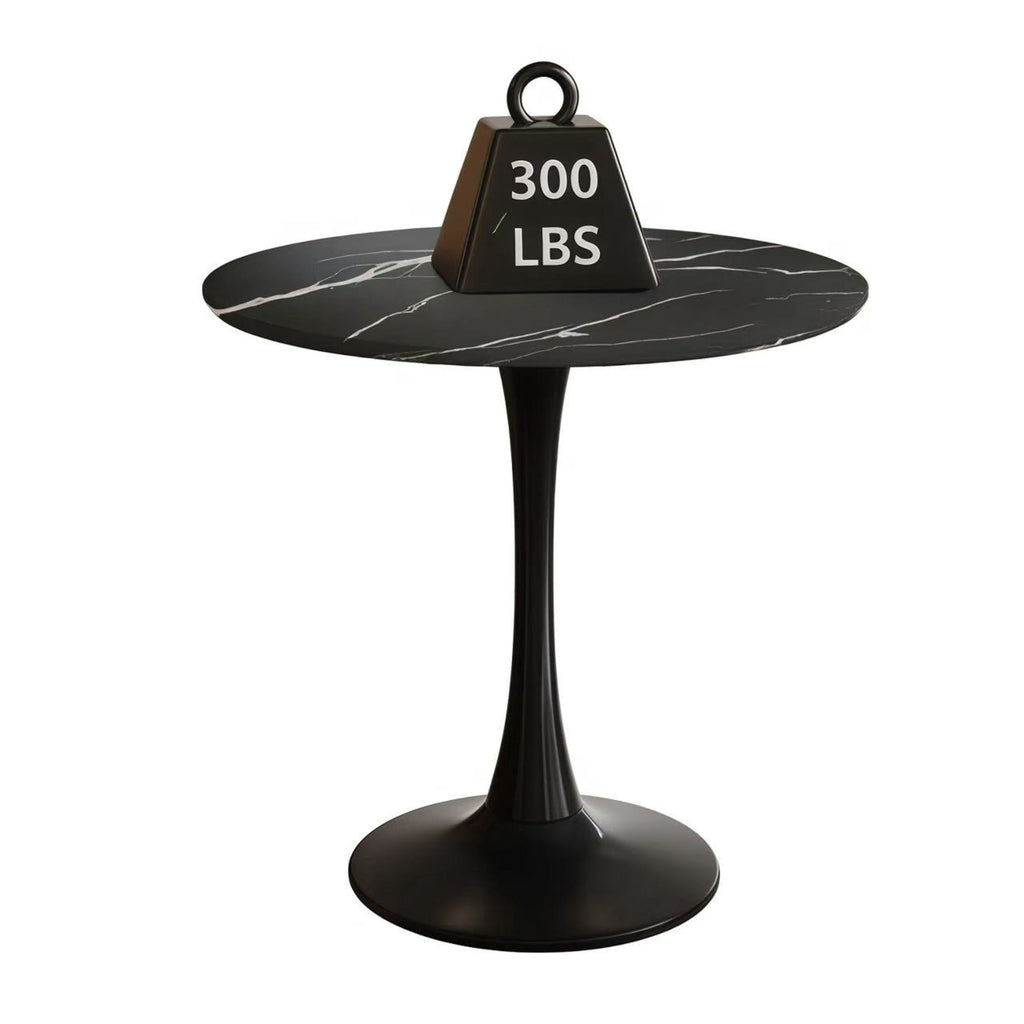 GDF Studio 24 Round Modern Dining Table, Wooden Top Tulip Table with Steel Pedestal Base, Kitchen Table, Walnut