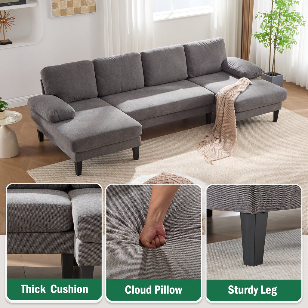 BINBANK L-Shaped Chenille Pull Out Sleeper and Storage Chaise Sectional Futon Sofa Bed with USB, Gray/Beige