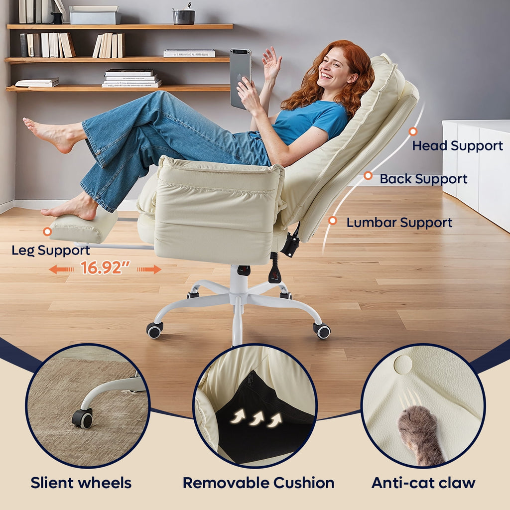 Bestier Big and Tall Executive Office Chair with Flip-up Arms for Adult, Wide Seat Ergonomic Computer Desk Chair,High Back Velvet Comfy Cross-Legged Office Chair with Footrest and Side Pockets, Black