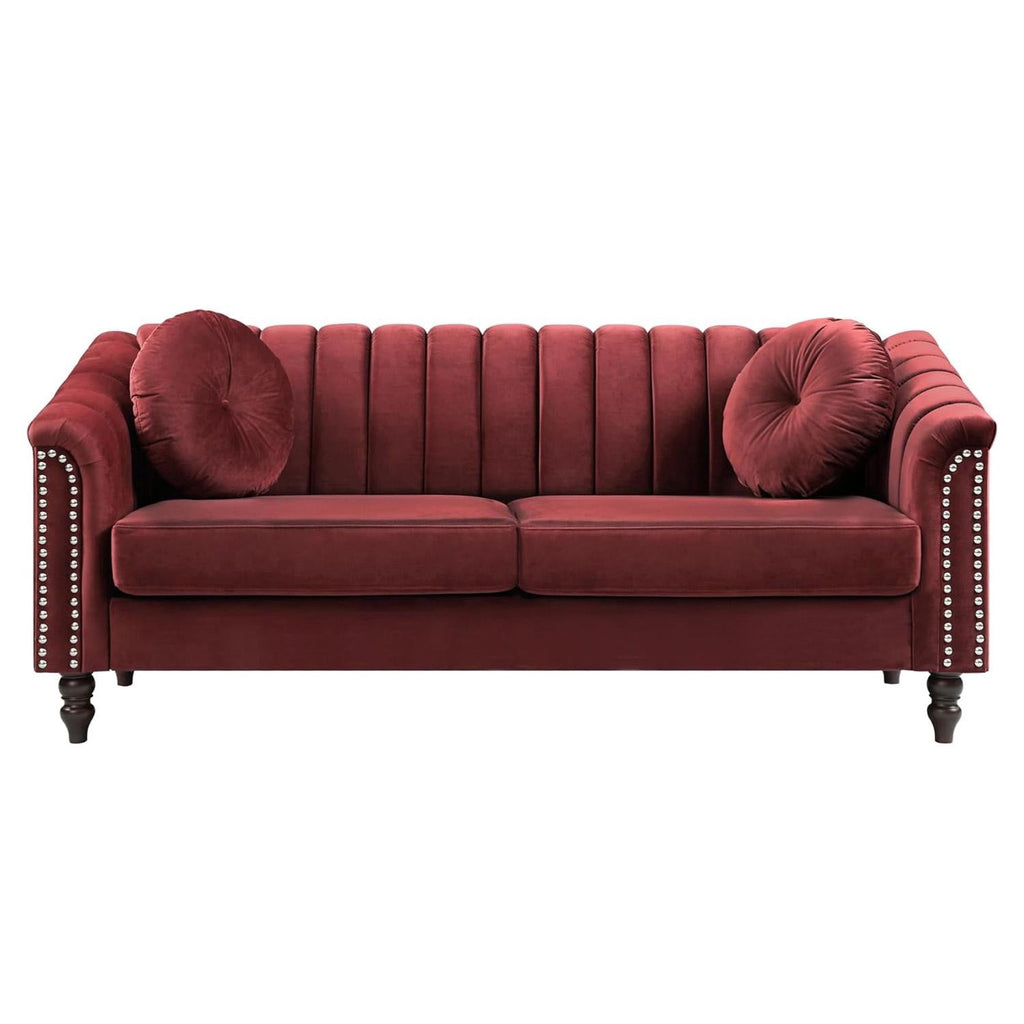 Gewnee 86.6 Modern Sofa Couch,Teddy Velvet 3 Seaters Comfy Couch with Deep Seat for Living Room,2 Pillows,Beige