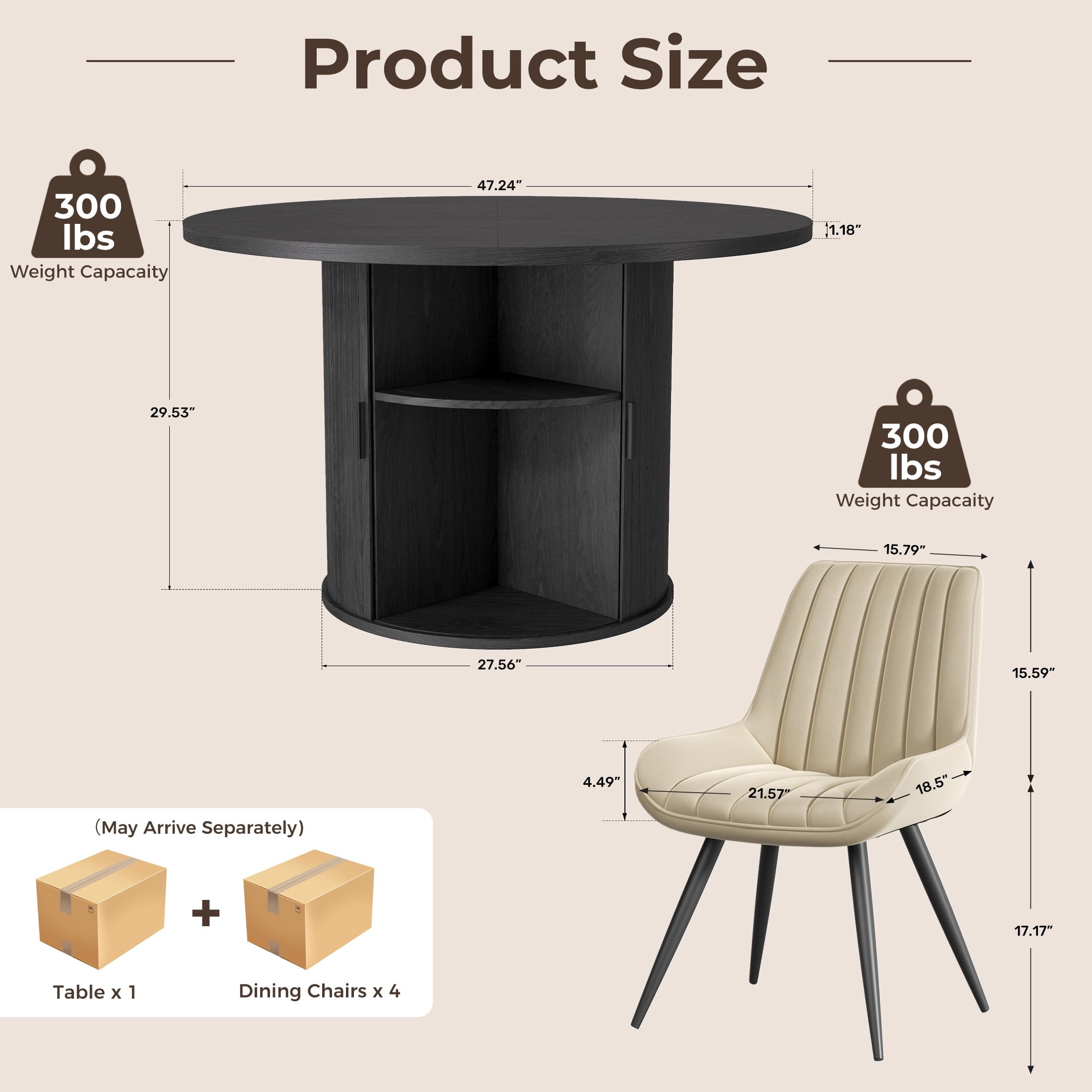Hawsaiy 3-Piece Dining Table Set for 2, 31.5 Round Dining Table Set with 2 Upholstered Dining Chairs, Modern Farmhouse Table Set for Dining Room (Black+Black)