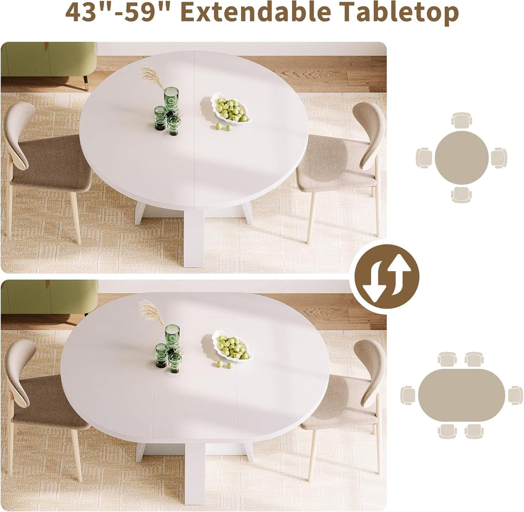 Laisnet 47 Round Dining Table for 6, Modern Wooden Dinner Table for Kitchen Living Room, Black