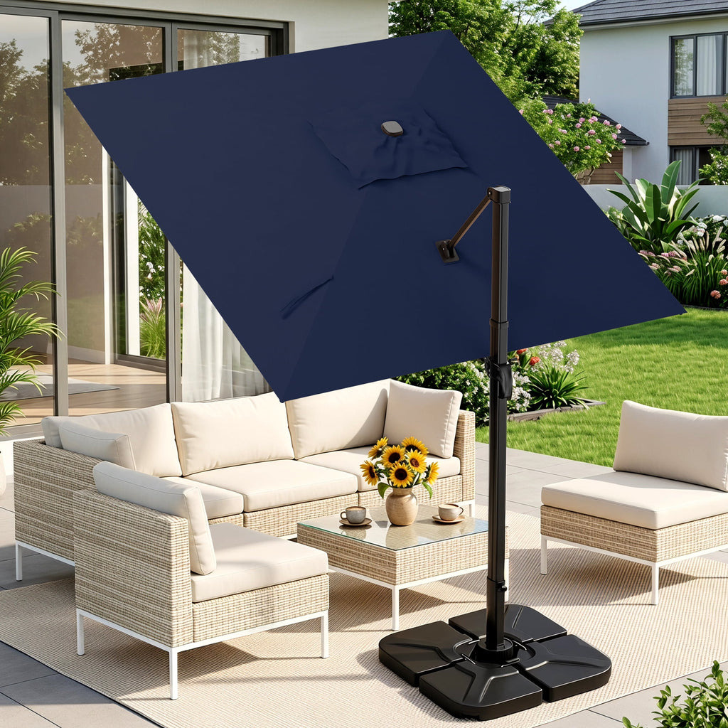 Easthome 10 × 10FT Square Cantilever Patio Umbrella, 360° Rotating Offset Umbrella with Crank, 8 ribs, Outdoor Hanging Roman Umbrella for Garden Deck Backyard, Red