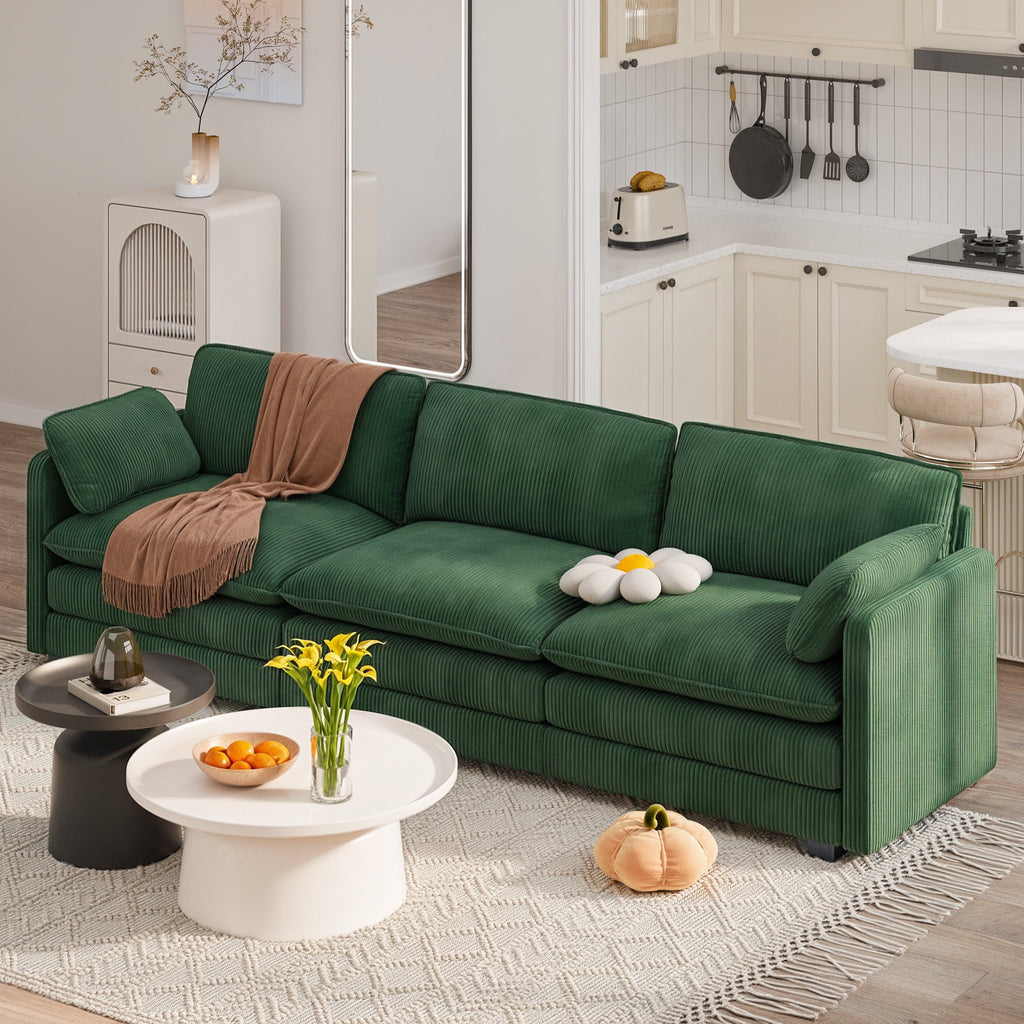 75’’ Cloud Couches for Living Room, Noelse L Shaped Modular Sofa with Deep Seats, 2 Seater Love Seat Couch with Removable Washable Corduroy Fabric for Living Room Bedroom and Apartment, Gray