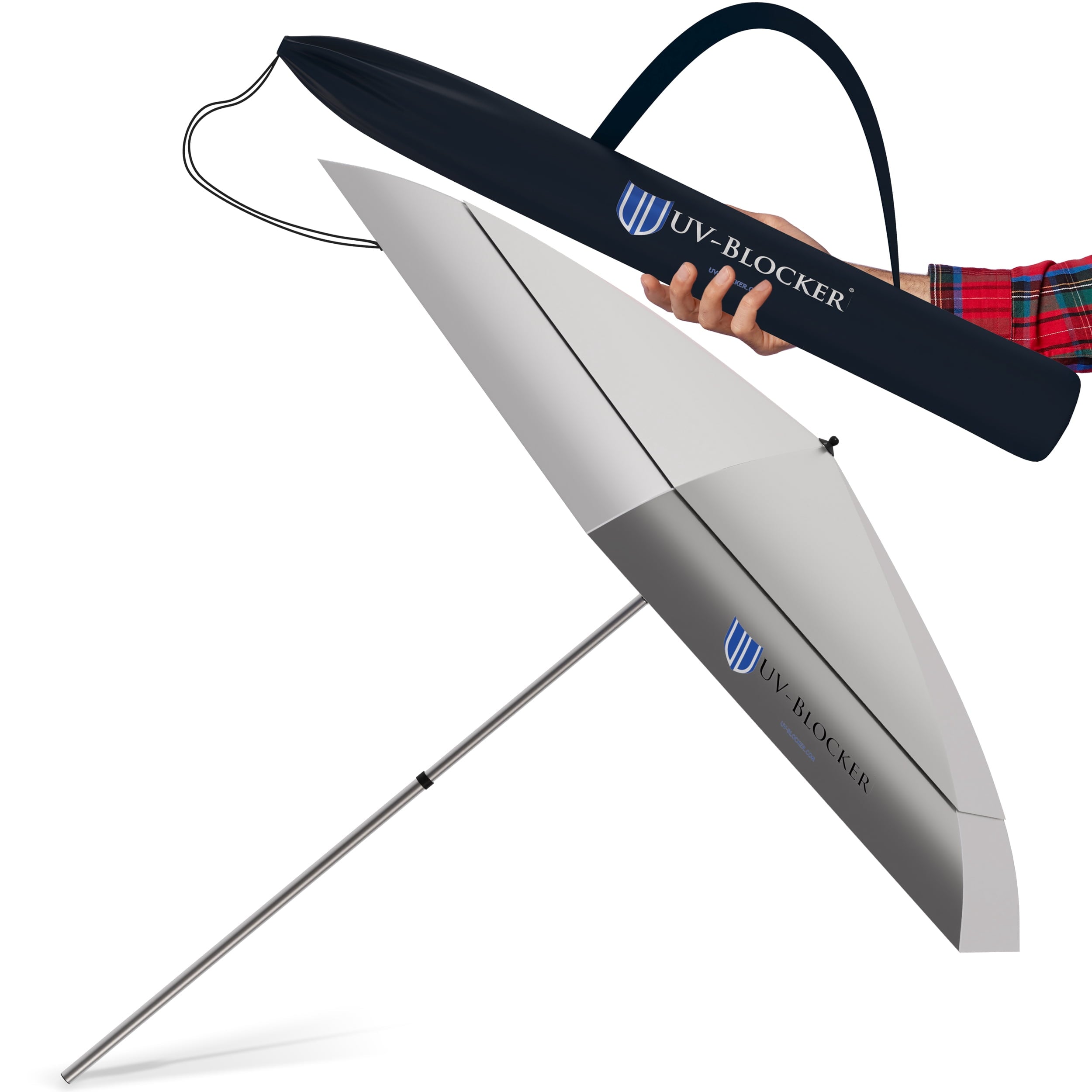 UV Blocker Beach Umbrella Sun Protection UPF 55+ Heavy Duty Large Beach Umbrellas for Sand 7.5 Foot