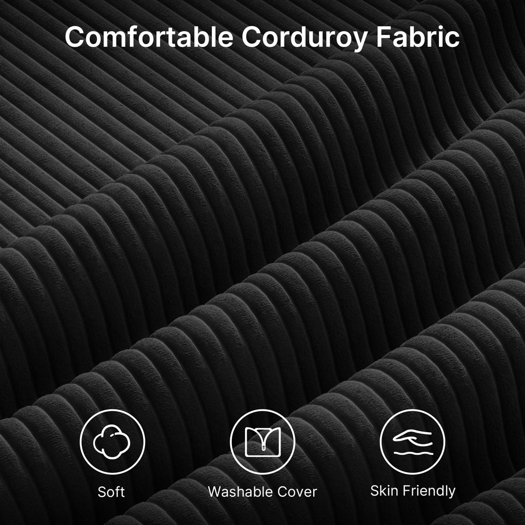 75’’ Cloud Couches for Living Room, Noelse L Shaped Modular Sofa with Deep Seats, 2 Seater Love Seat Couch with Removable Washable Corduroy Fabric for Living Room Bedroom and Apartment, Gray
