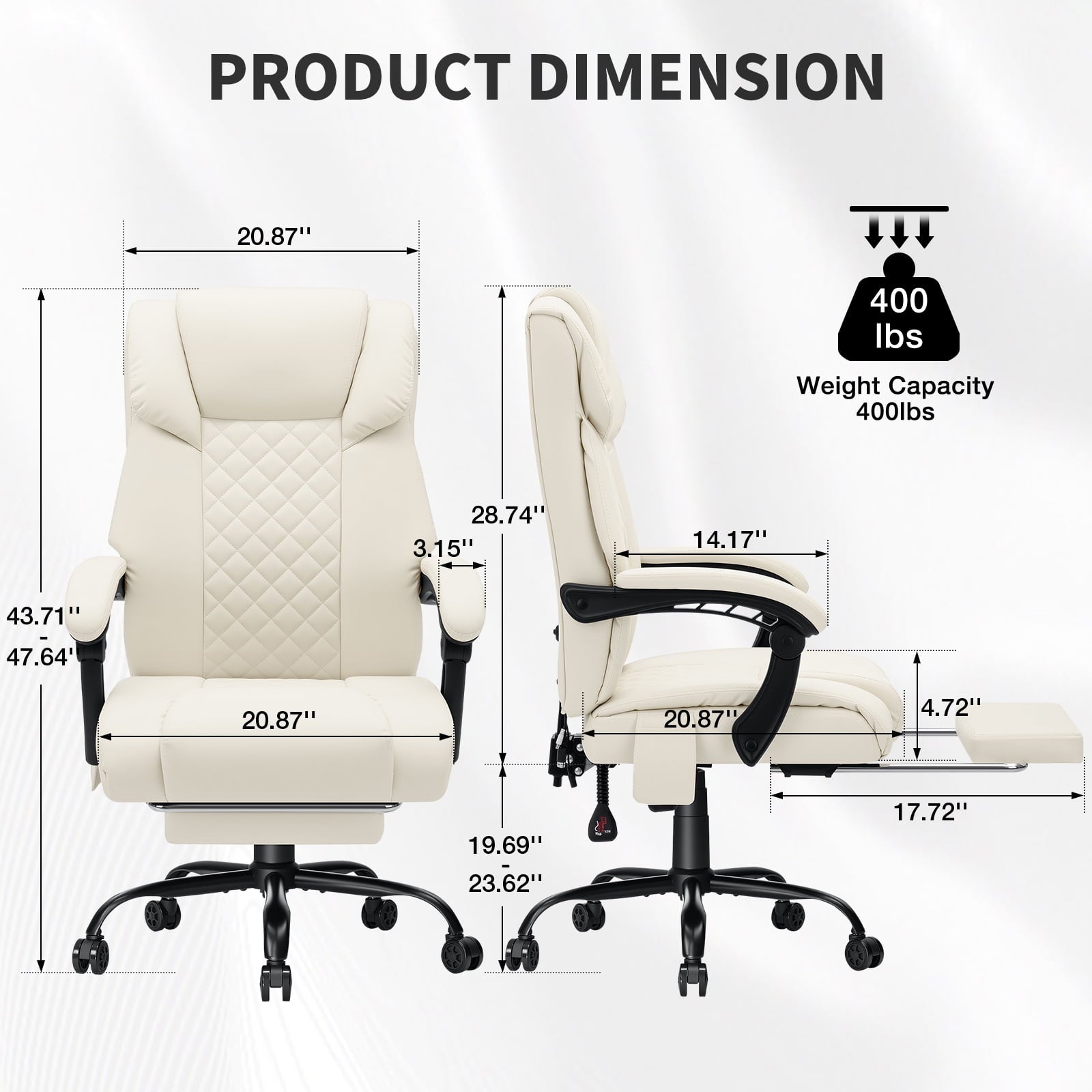 Hoffree Massage Office Chair 400LBS Executive Office Chair Massage and Footrest Big and Tall Office Chair with Heated Lumbar Support, Ergonomic Computer Desk Chair Reclining High Back Leather Office