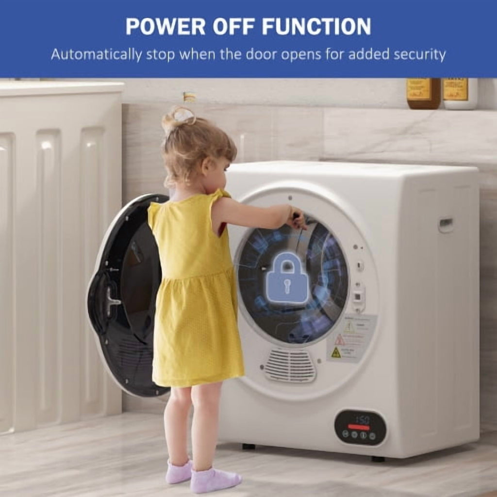HOMCOM Portable Clothes Dryer, 120V 850W Compact Laundry Dryer with Intelligent Drying, 1.5 cu.ft Stainless Steel Drum, Front Load Electric Dryer for Apartments, Dorms, RVs, White