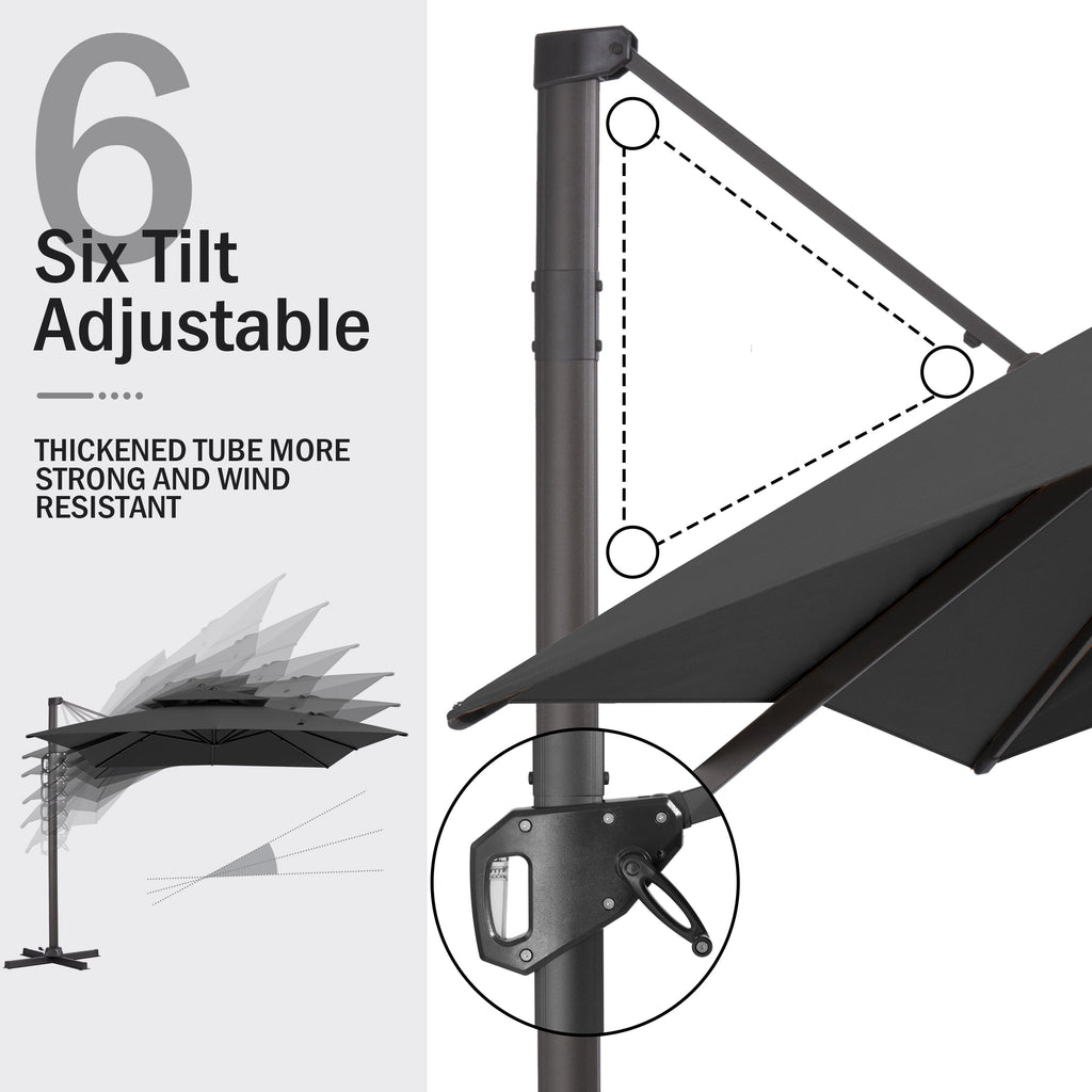 Pellebant 9' X 11' Patio Umbrella Outdoor Rectangle Umbrella Large Cantilever Umbrella Windproof Offset Heavy Duty Sun for Garden Deck Pool Patio