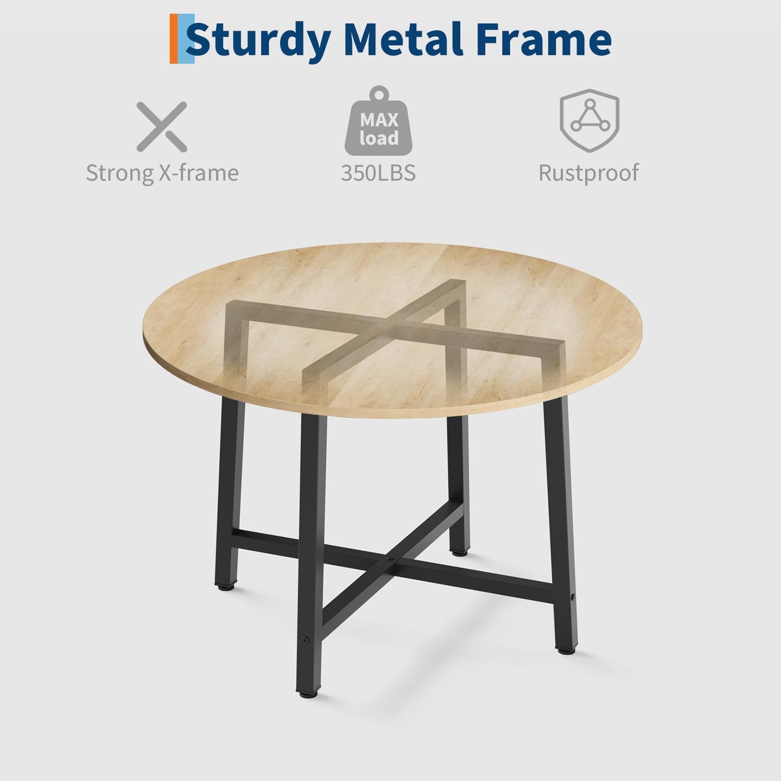 31.5 Round Dining Table for 4 People, Modern Wood Circle Kitchen Table with Sturdy Industrial Metal Frame, Small Space Saving Dining Room Table for Apartment & Breakfast Nook, (No Chairs), Walnut