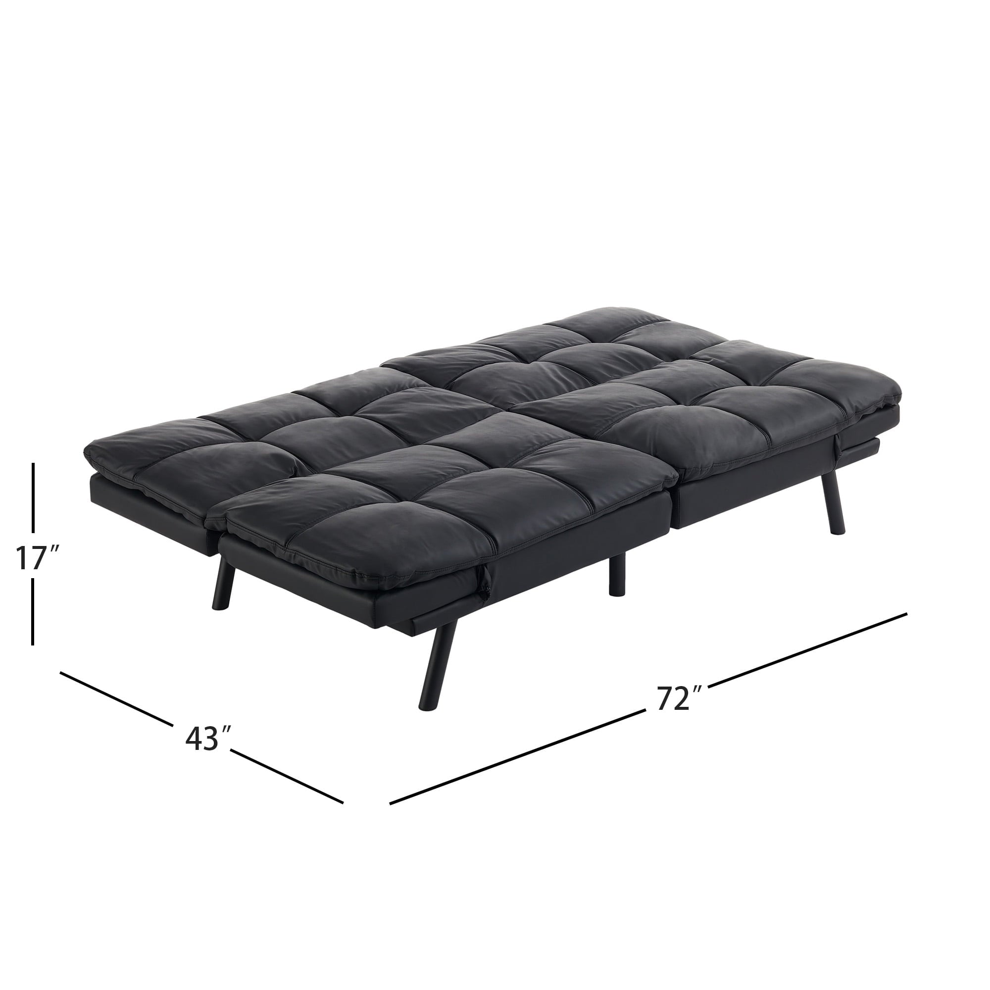 Mainstays 72 Memory Foam Futon Sofa Bed,Black