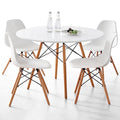 5-Piece 35.5'' Round Dining Table Set for 4, Kitchen Table Chair Set of 4, Mid-Century Modern Dinette Dining Room Table Set Dinner Table for 4 W/Solid Wood Legs, White