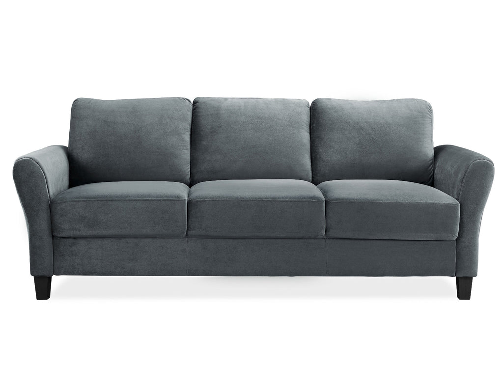 Lifestyle Solutions Alexa Sofa with Rolled Arms, Gray Fabric